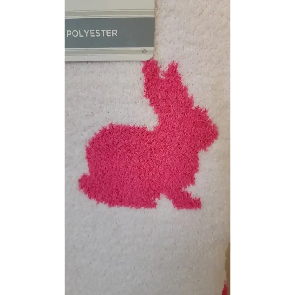 Reversible Rachel Ashwell Throw Blanket Hot Pink Easter Bunny Rabbit Knit New